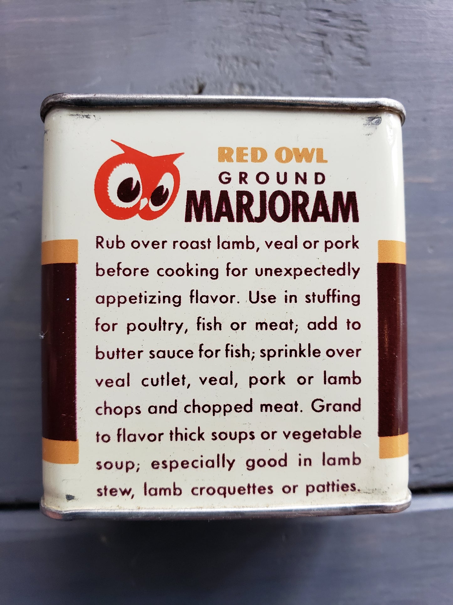 Red Owl Ground Marjoram tin (1948)