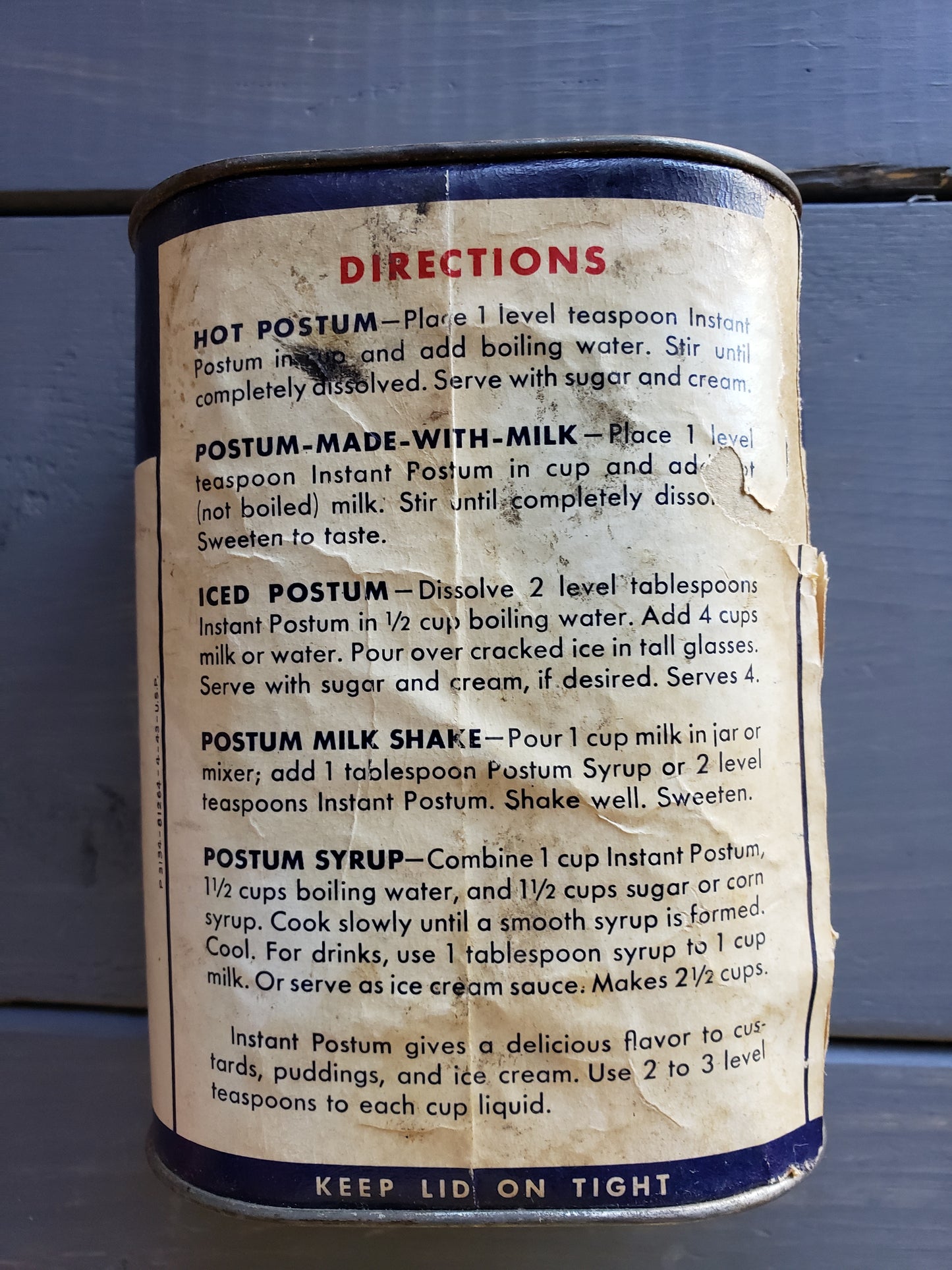 Instant Postum vintage tin