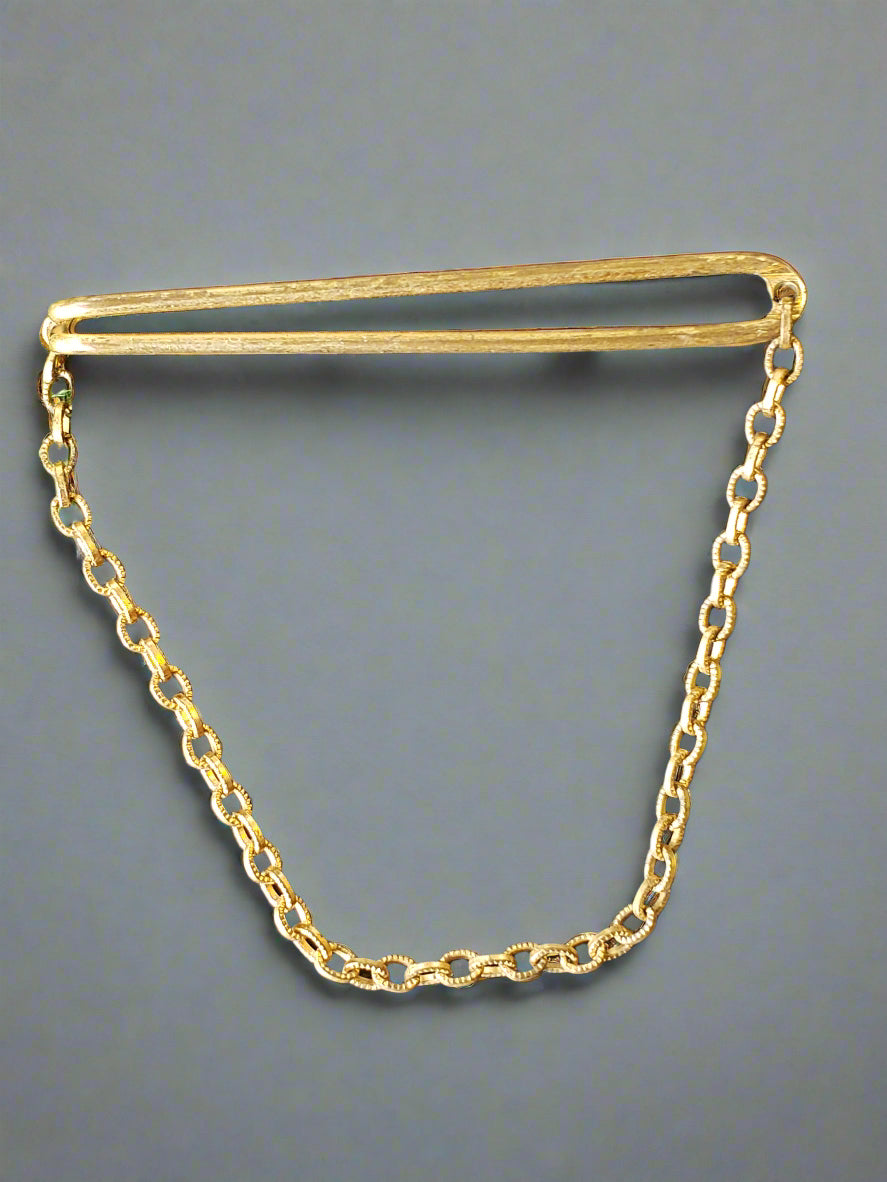 Vintage bronze chain tie clip