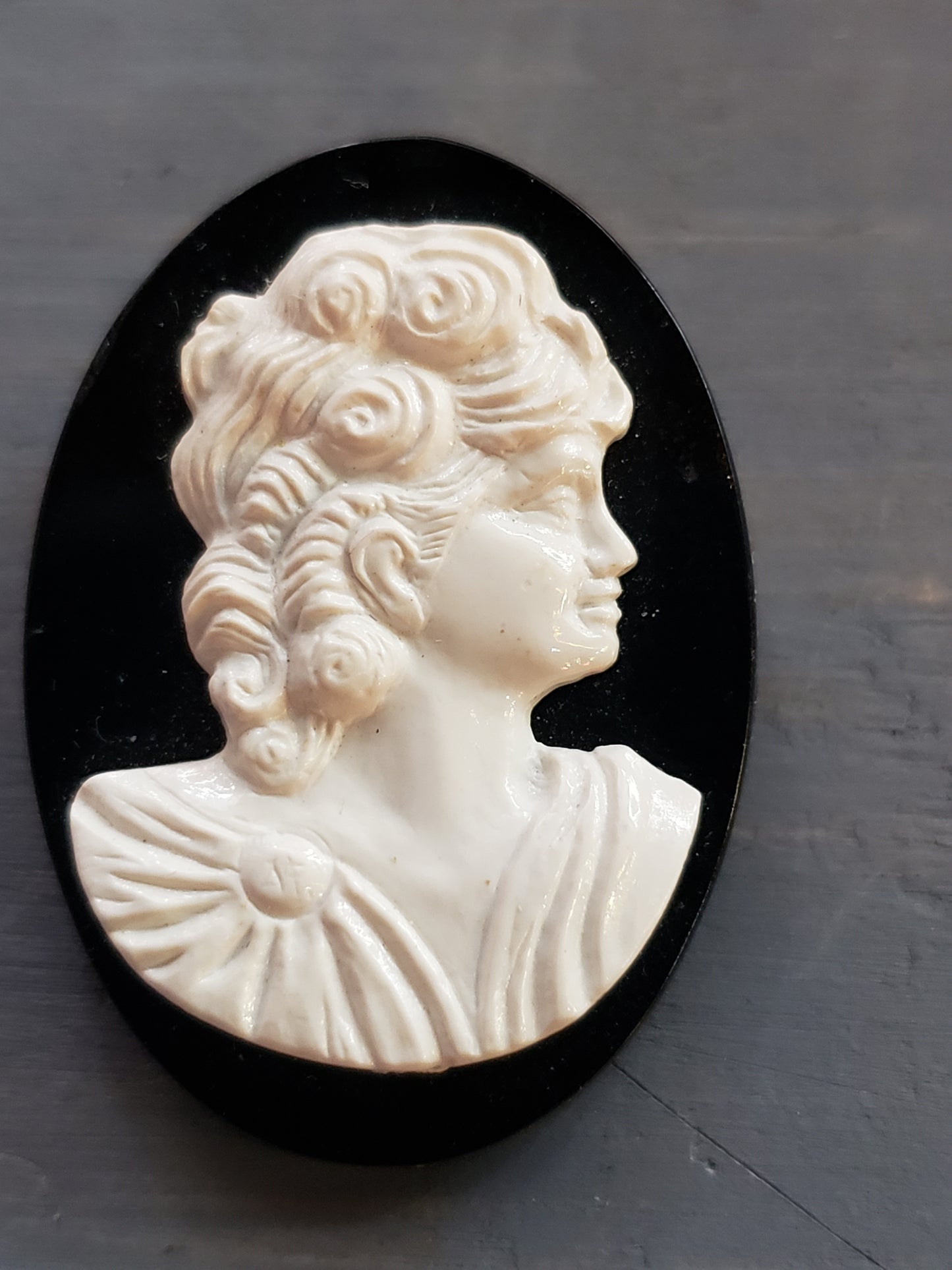 Bakelite Black and White Cameo