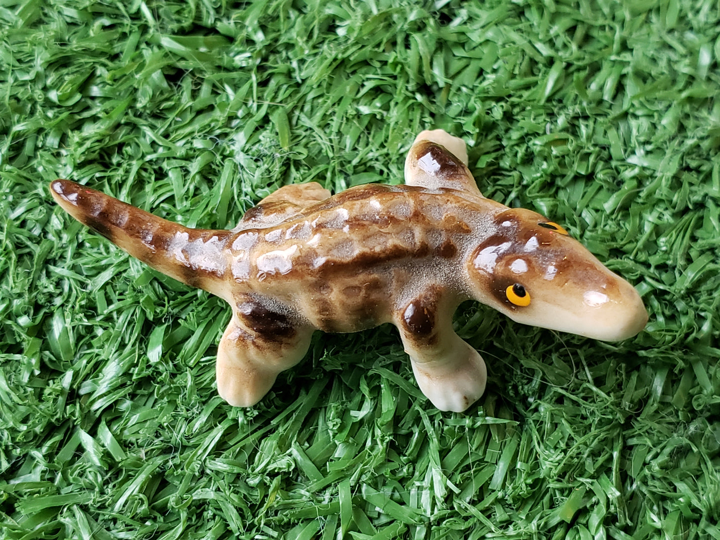 Tiny bone china alligator figurine