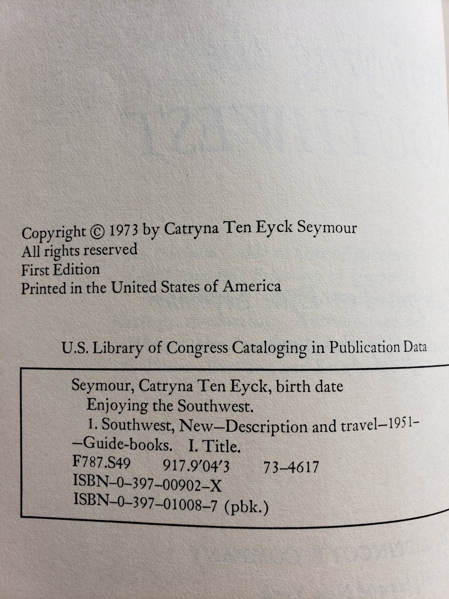 Enjoying the Southwest by Catryna Ten Eyck Seymour (1973)