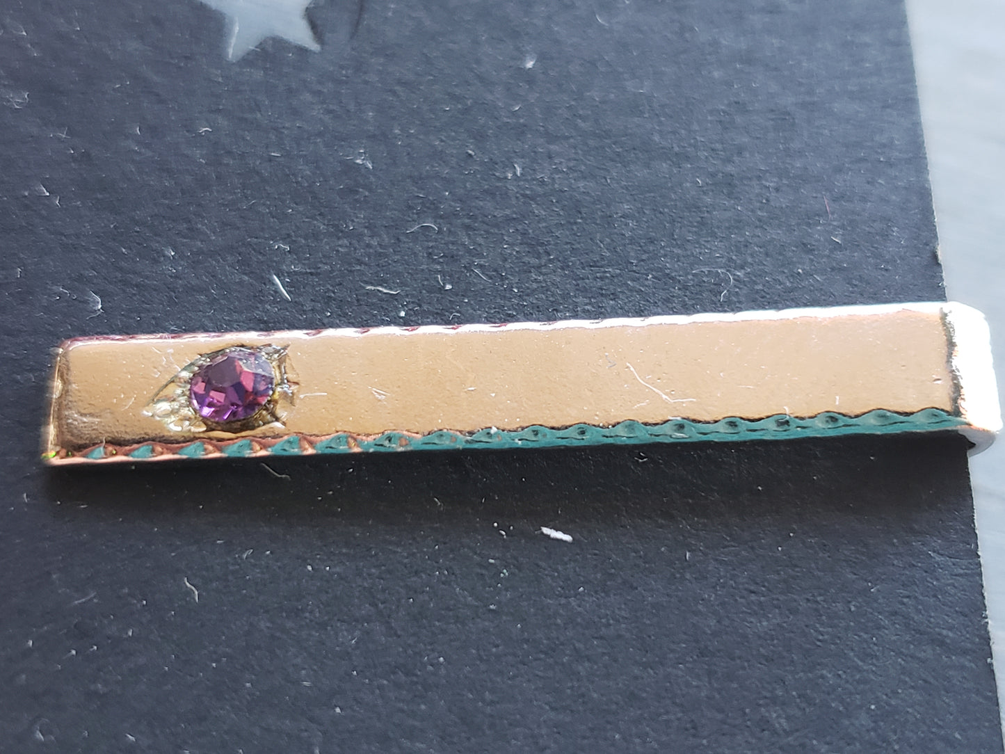 Vintage Tie Bar with purple faceted stone