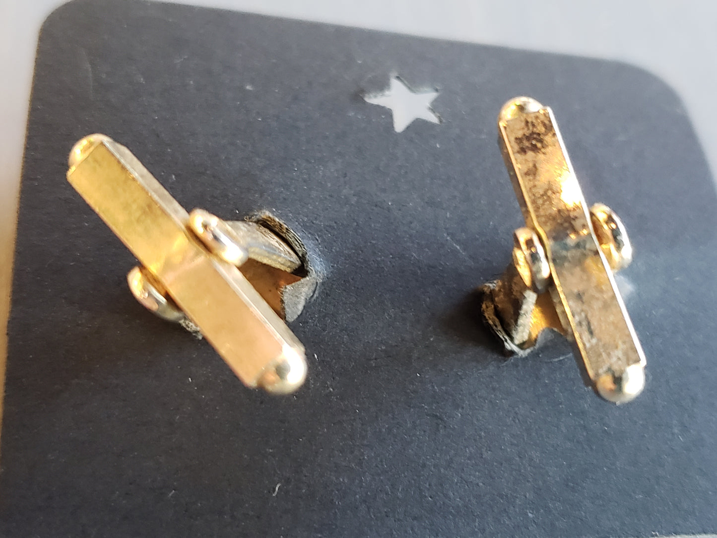 Black oval cuff links with rhinestones