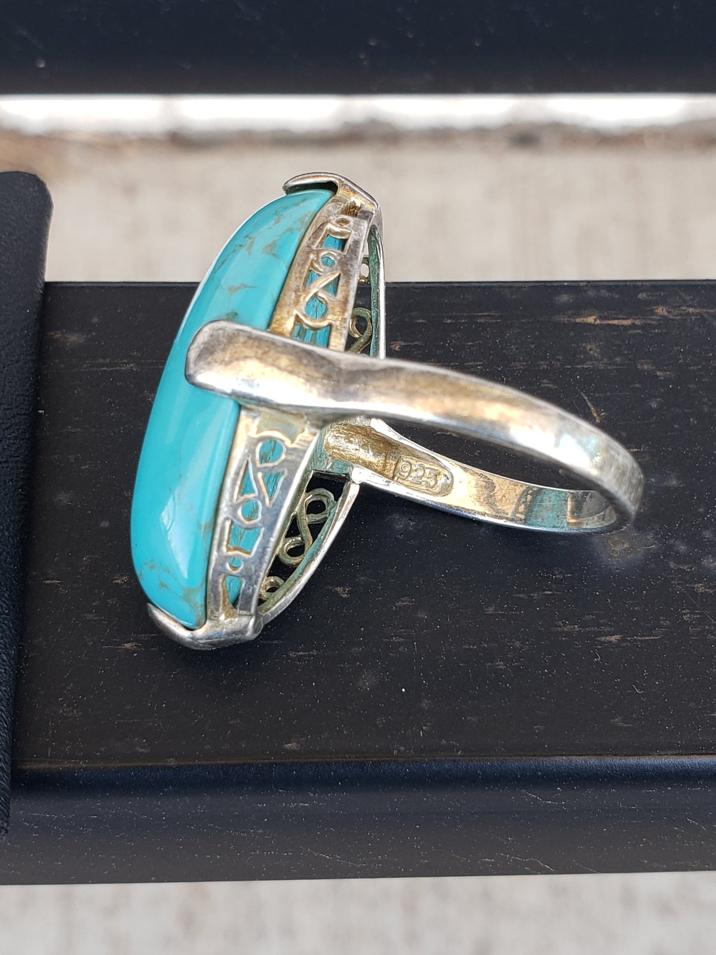 .925 Sterling and Turquoise ring size 10