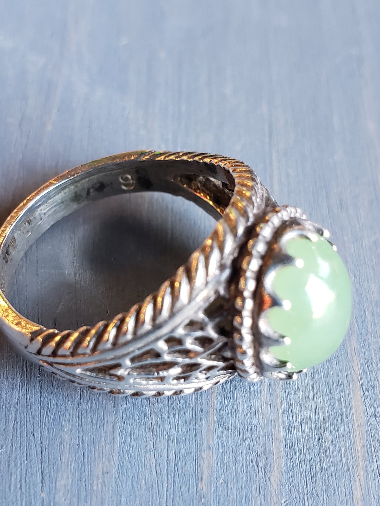 Sterling Jade ring size 7.5