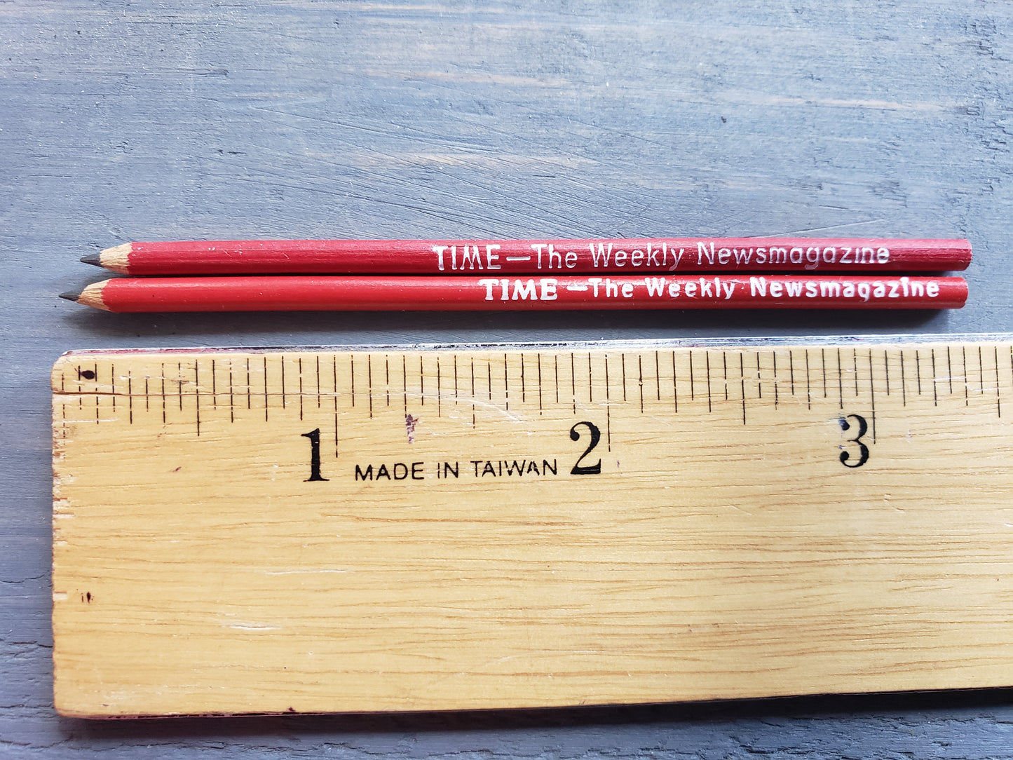 Two tiny Time Magazine ad pencils