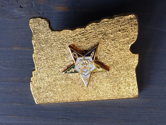 Oregon shaped Order of the Eastern Star pin