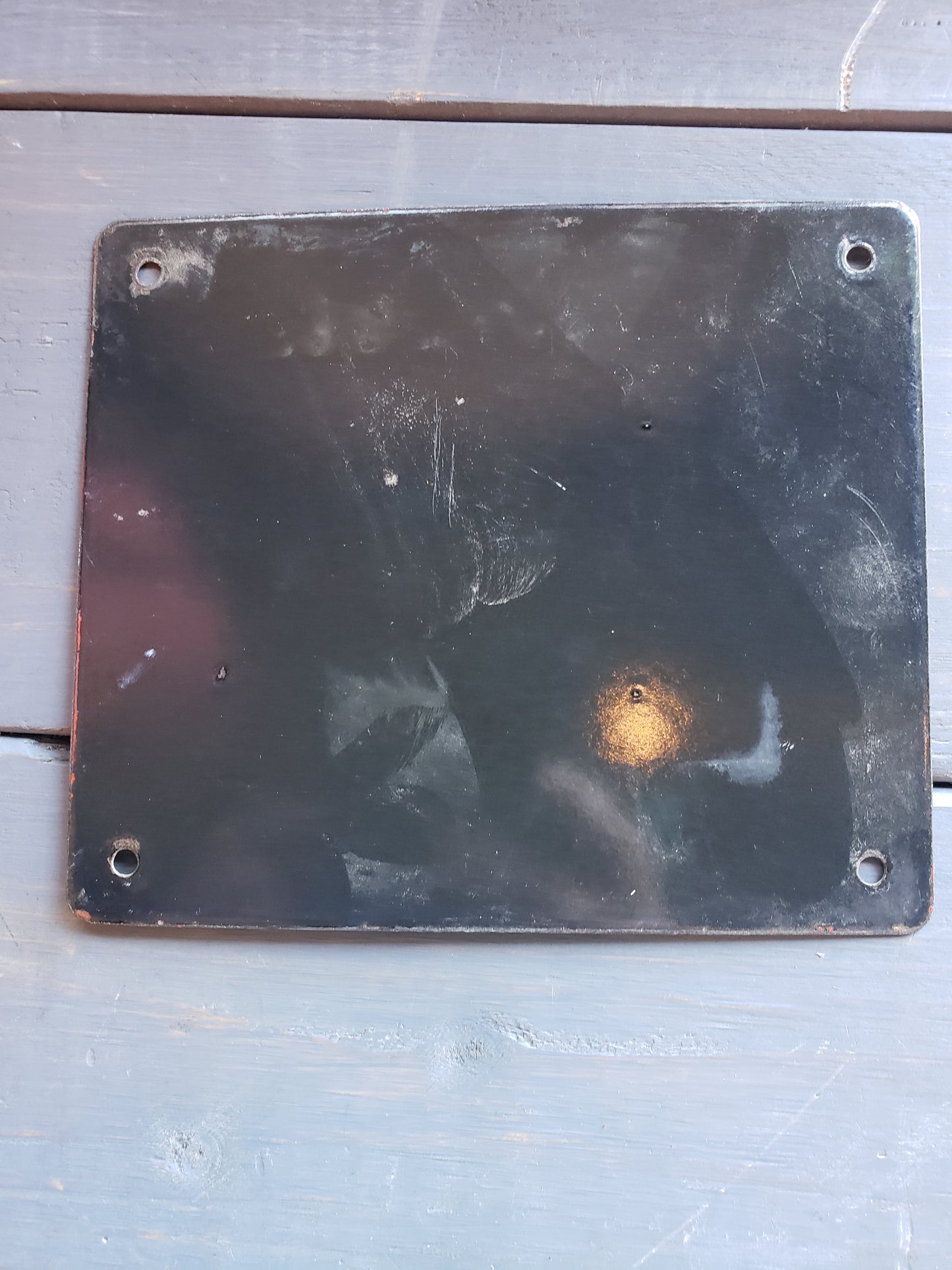 Original 1950s gas pump plate "CONTAINS LEAD "