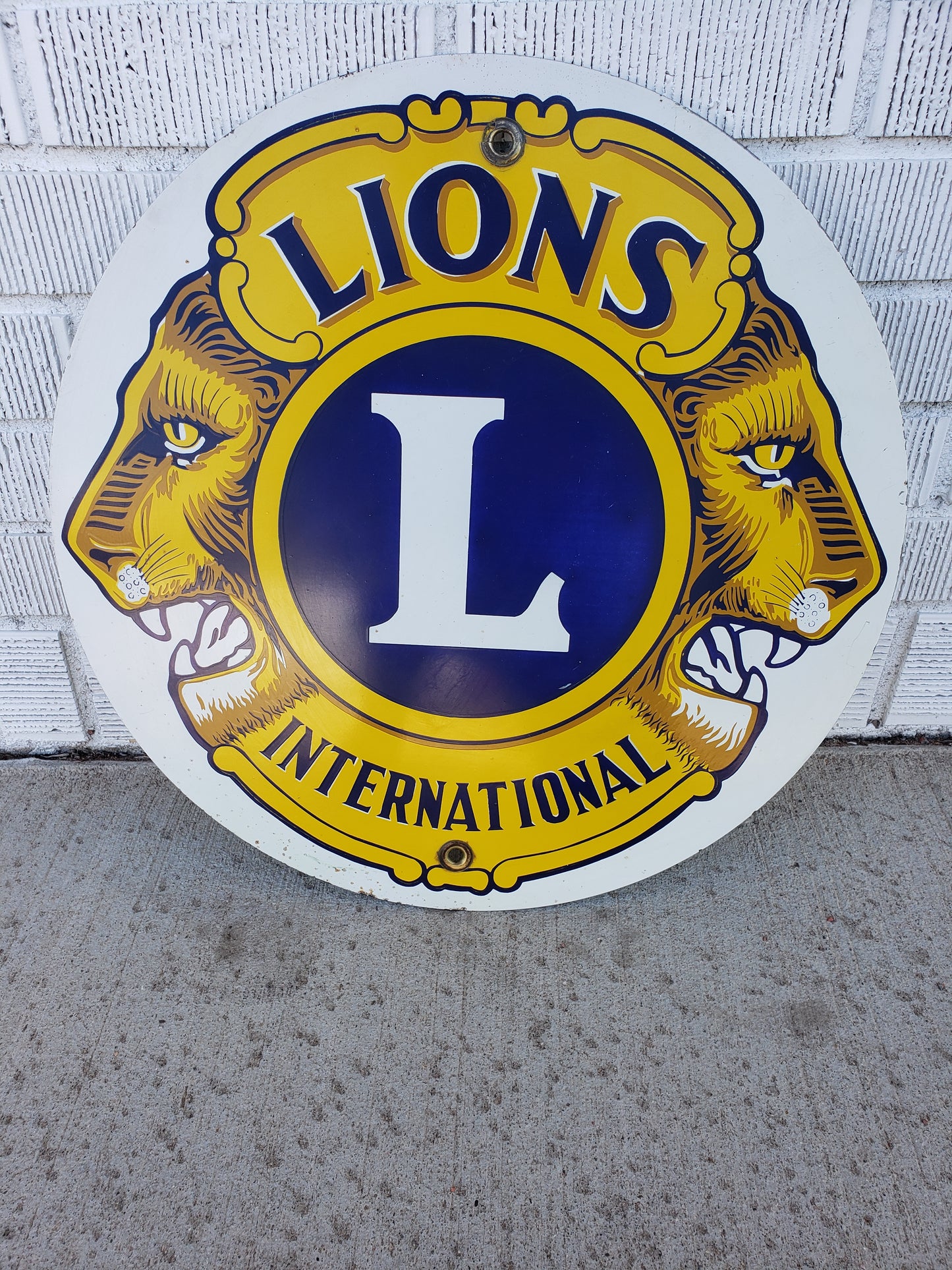 Vintage Lions Club porcelain sign