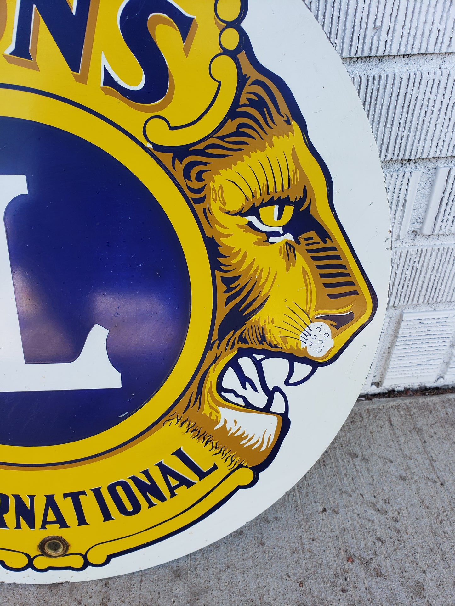 Vintage Lions Club porcelain sign