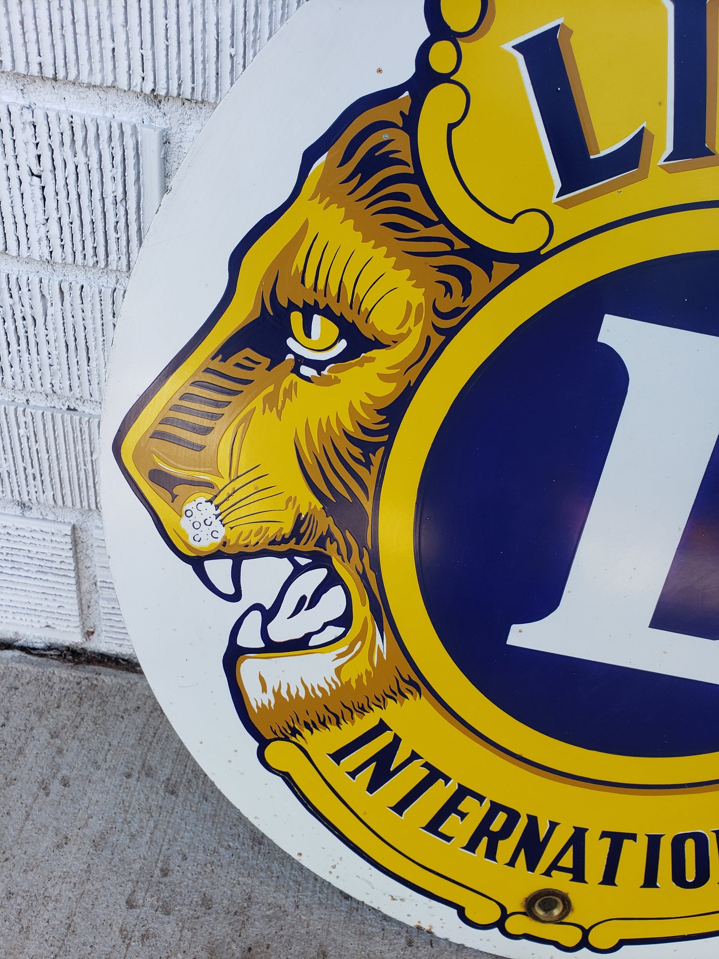 Vintage Lions Club porcelain sign