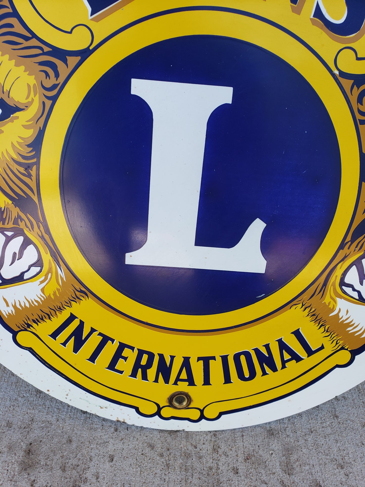 Vintage Lions Club porcelain sign