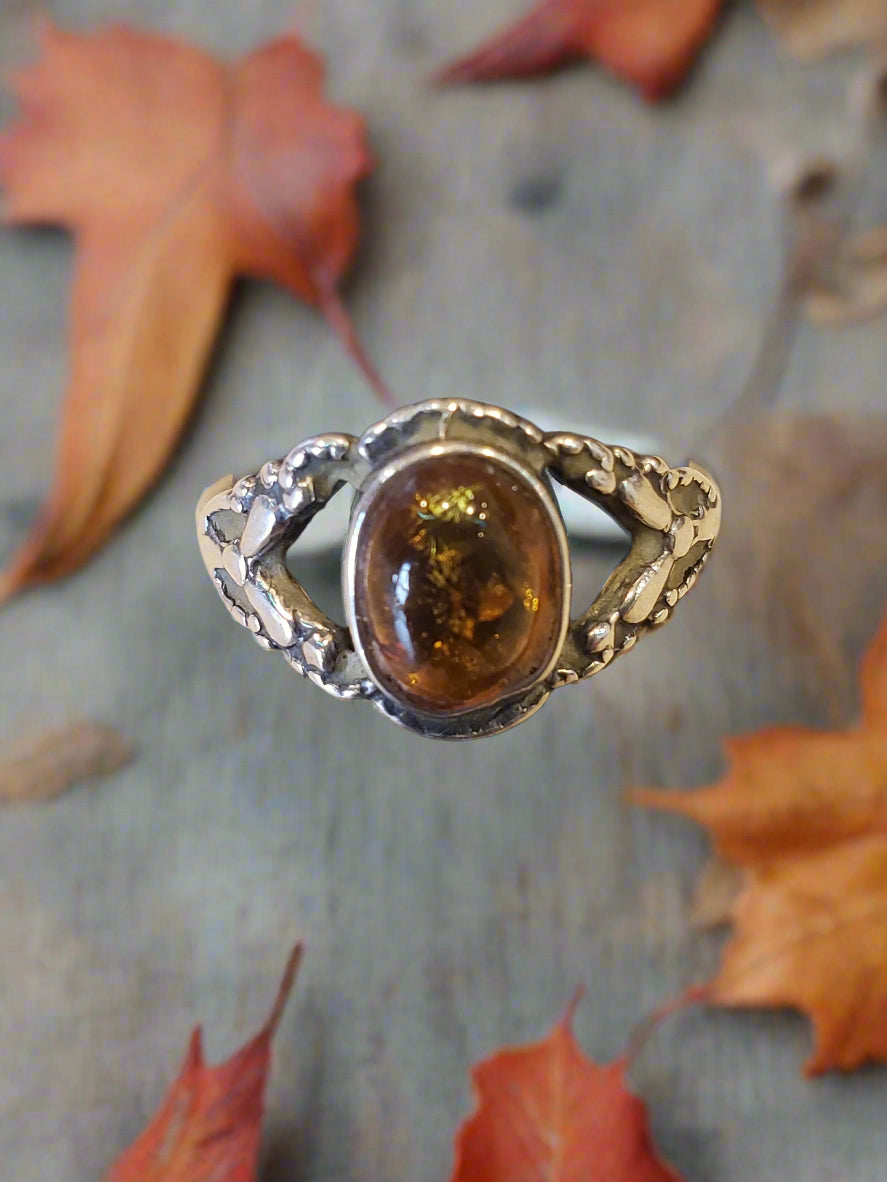 Sterling Amber ring size 4.5