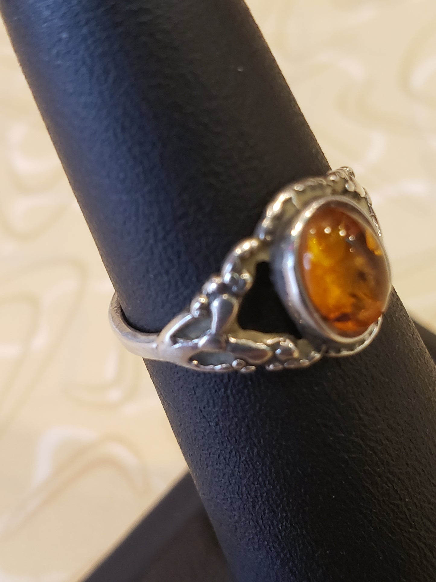 Sterling Amber ring size 4.5