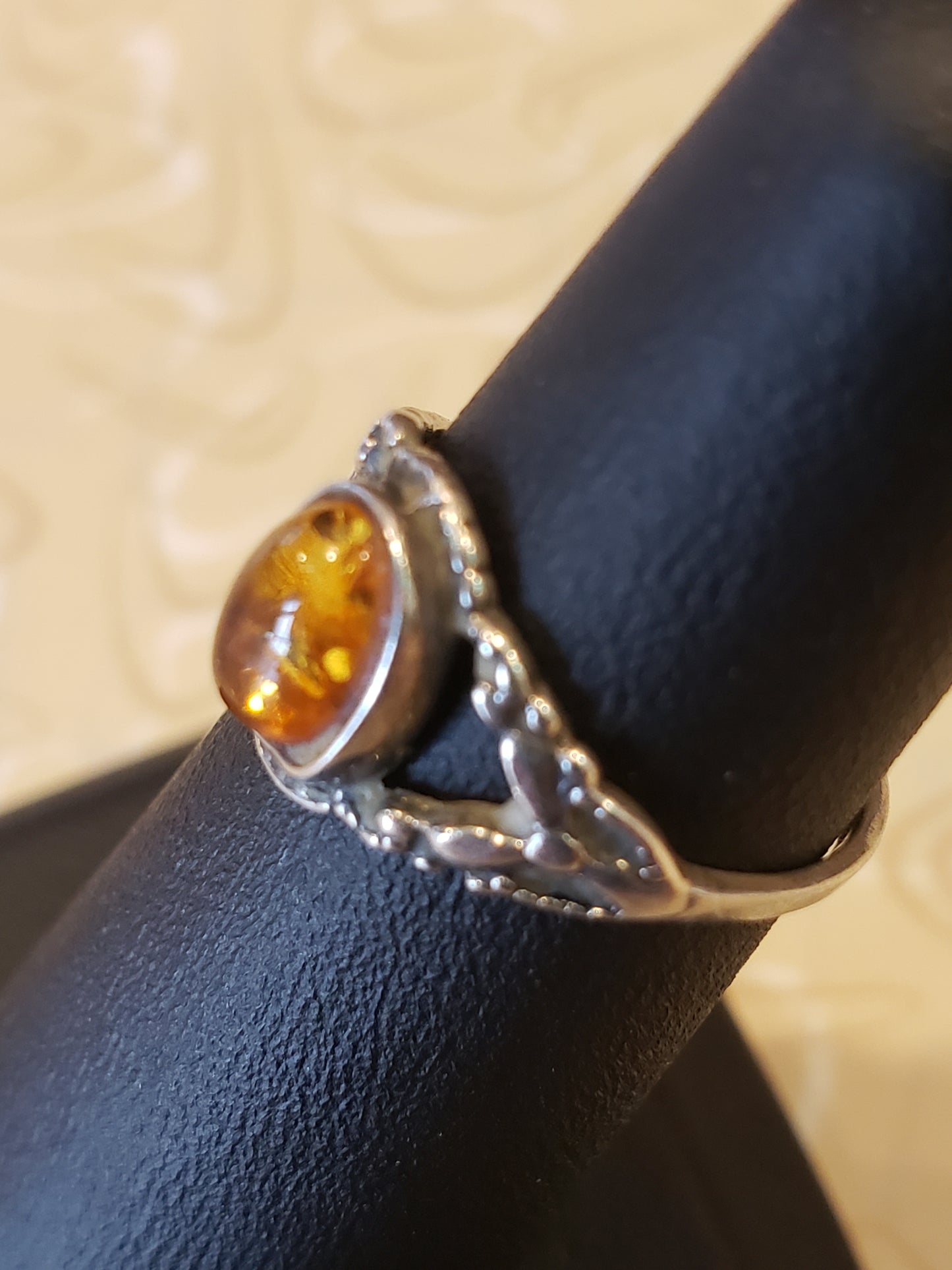 Sterling Amber ring size 4.5