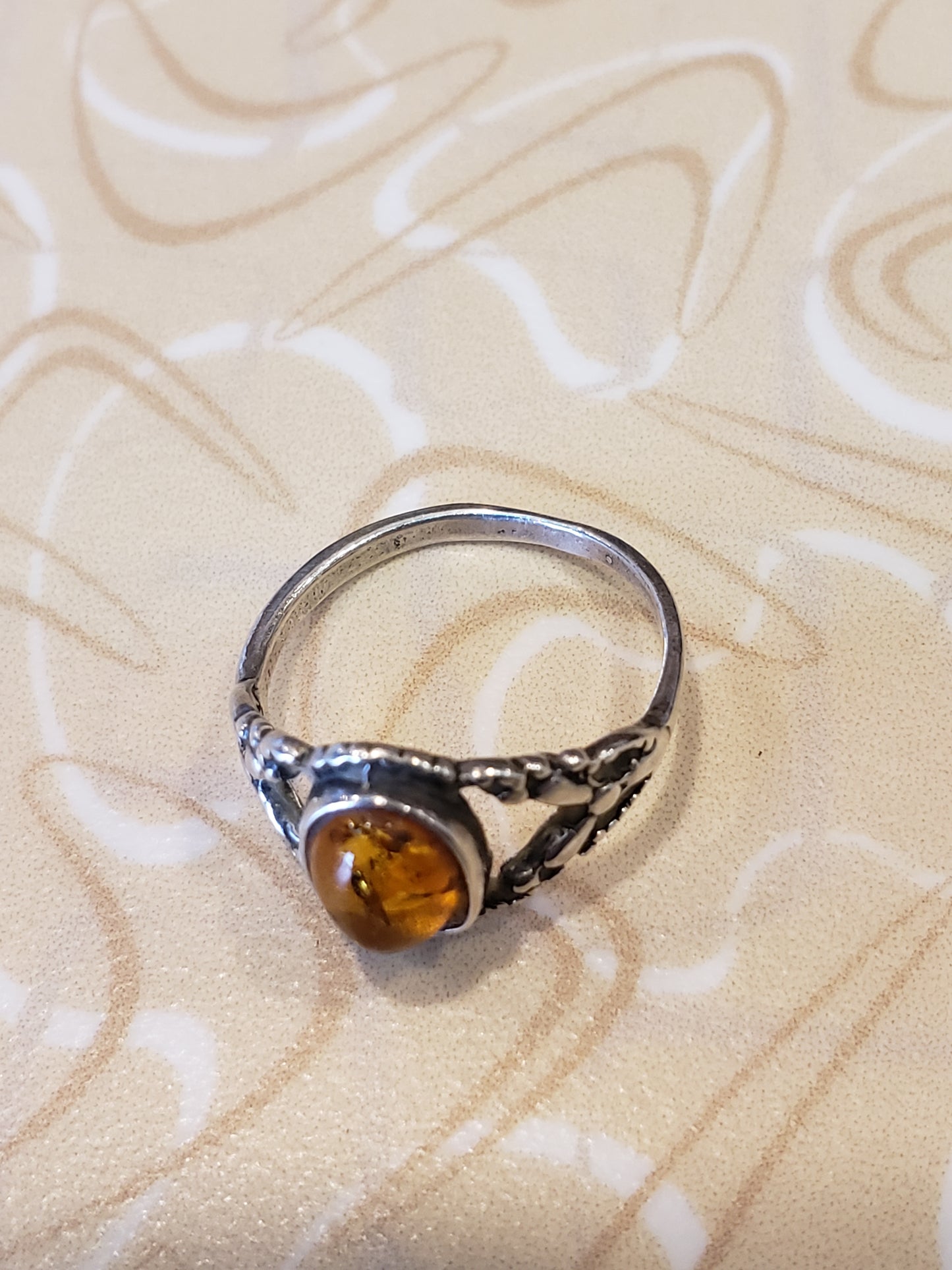 Sterling Amber ring size 4.5