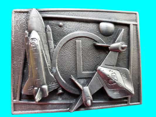 NASA Challenger shuttle and satellite belt buckle