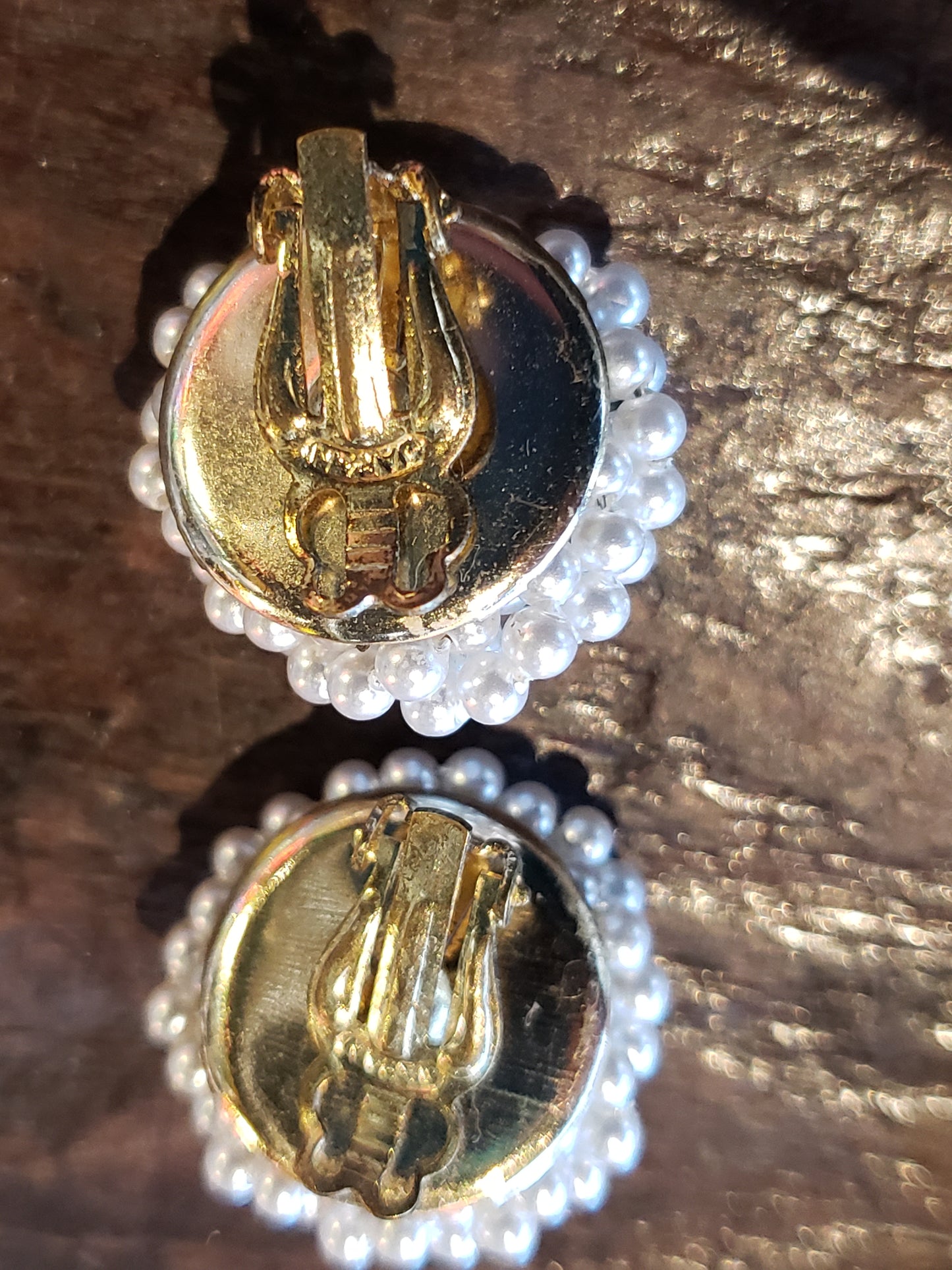 Vintage White Beaded Clip Earrings and Necklace set