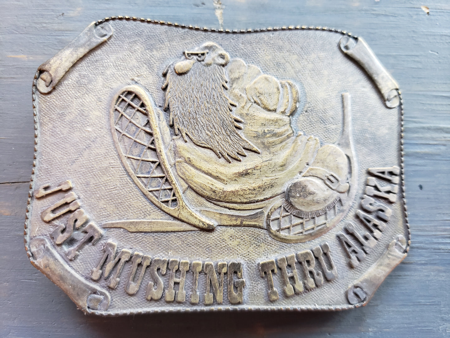Just Mushing Thru Alaska belt buckle