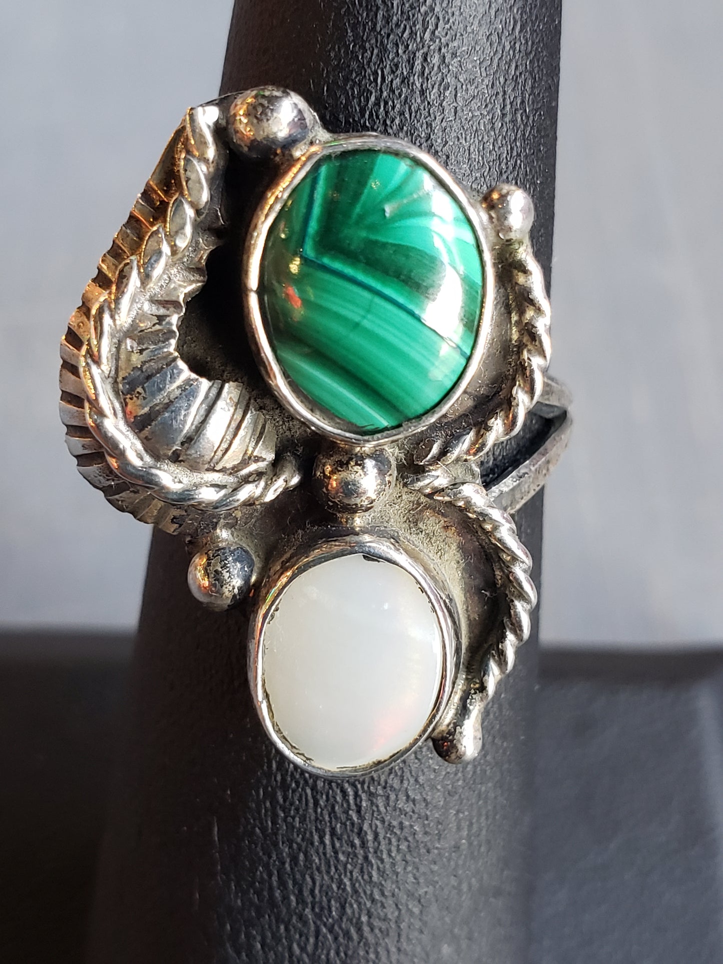 Sterling Malachite & MOP ring size 6