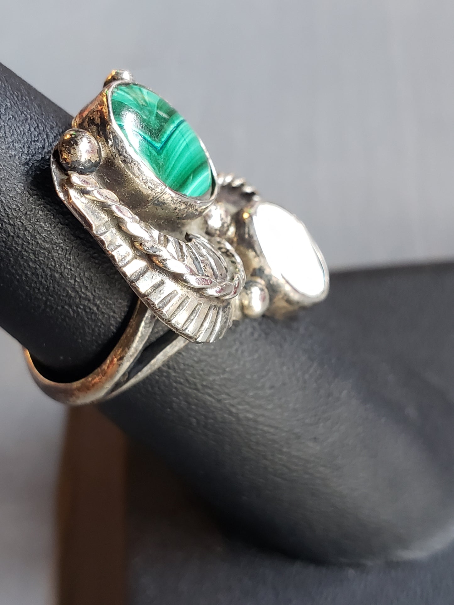 Sterling Malachite & MOP ring size 6
