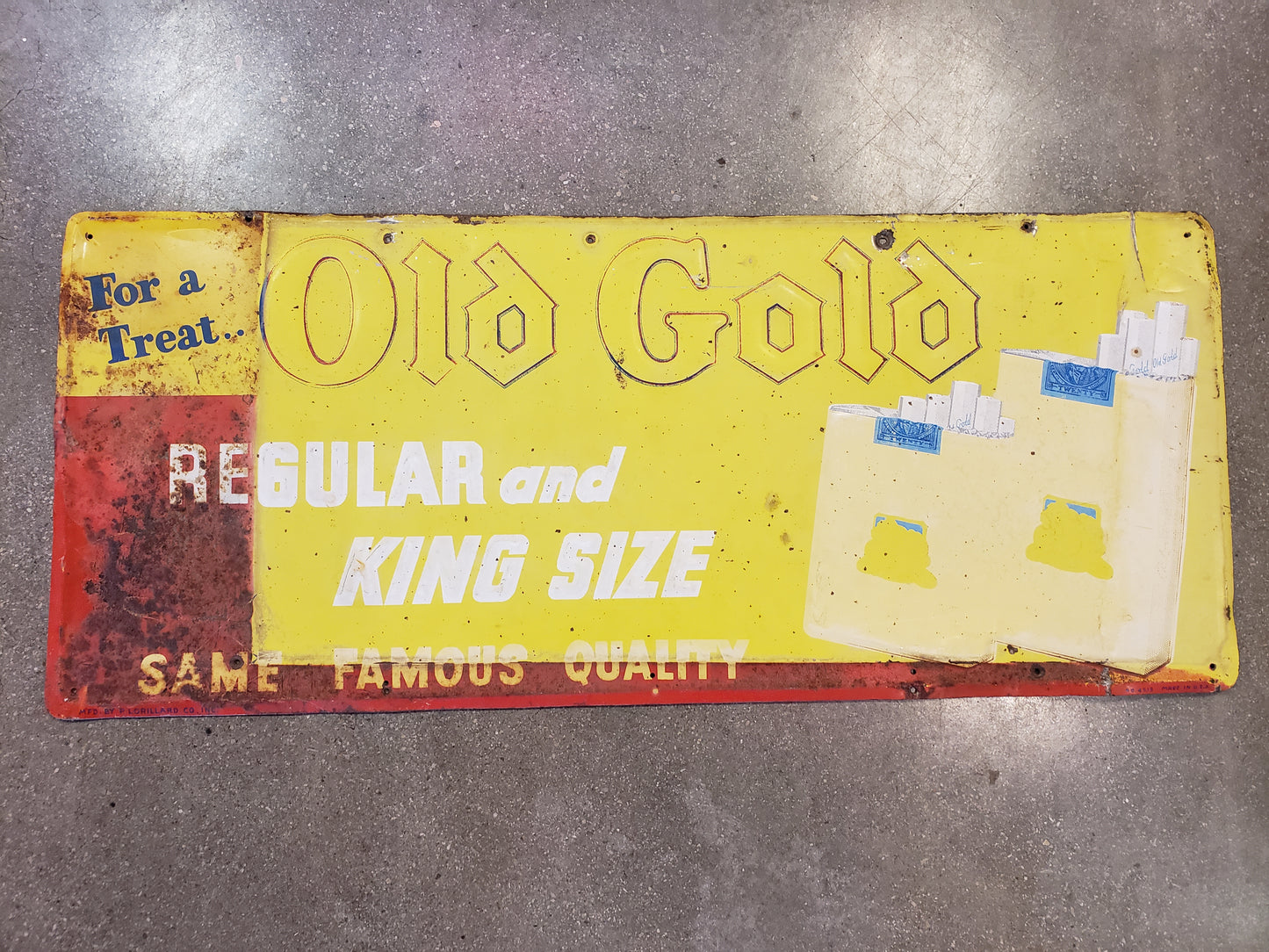 Old Gold cigarette ad sign **