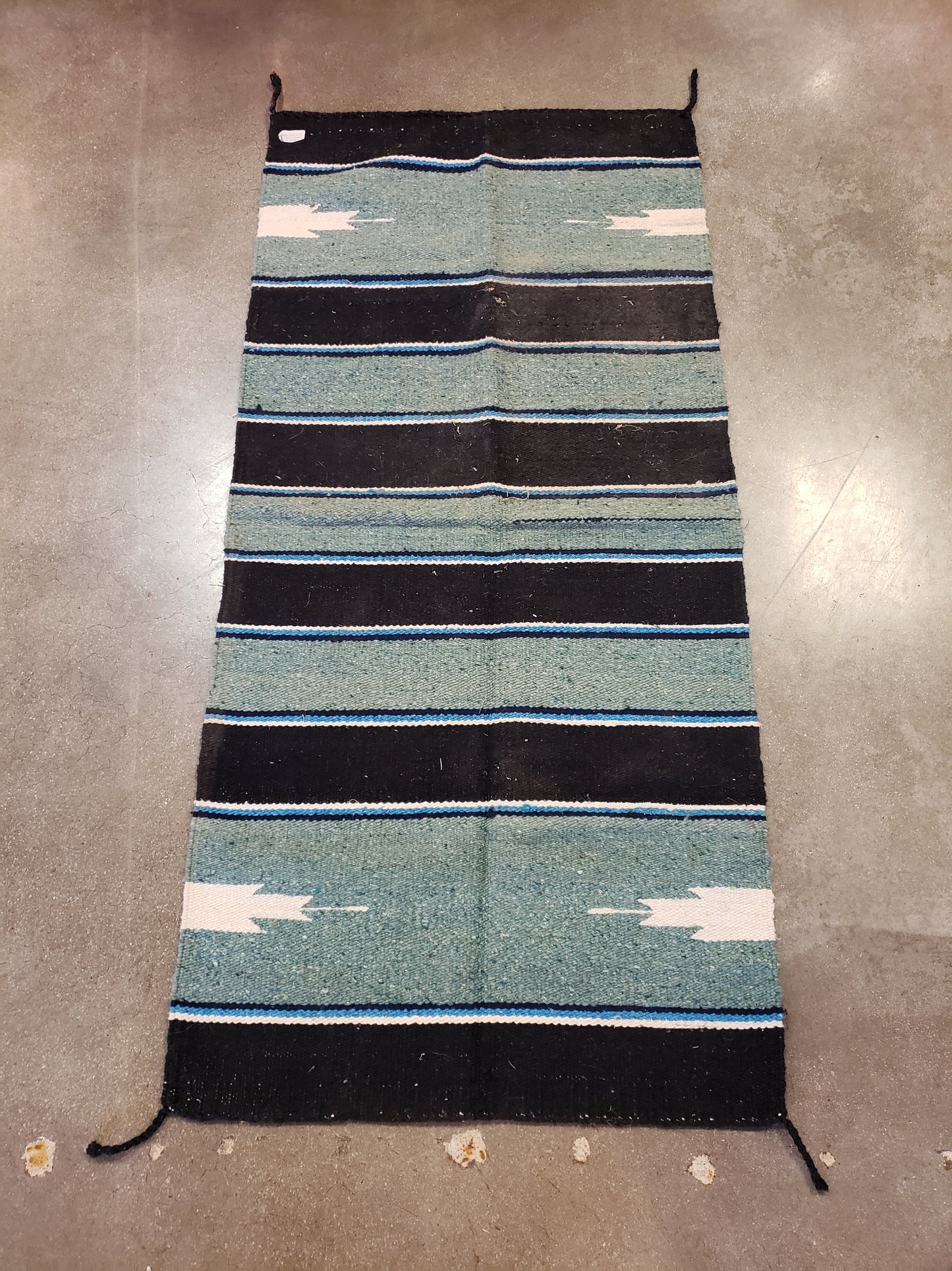 Mauricio's Vintage Woven Saddle Blanket Green, Black, Cream and Blue