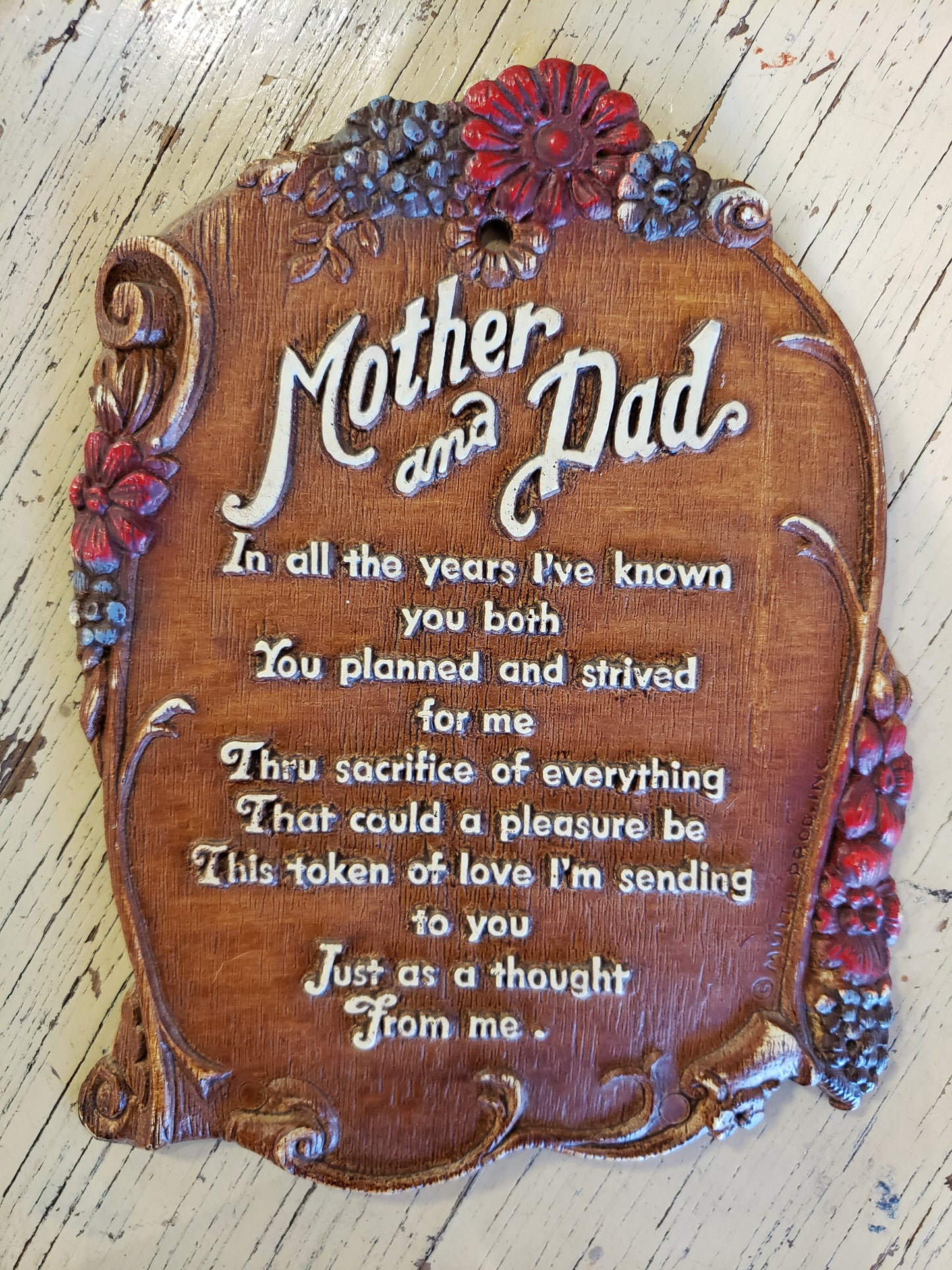 Mother and Dad plaque
