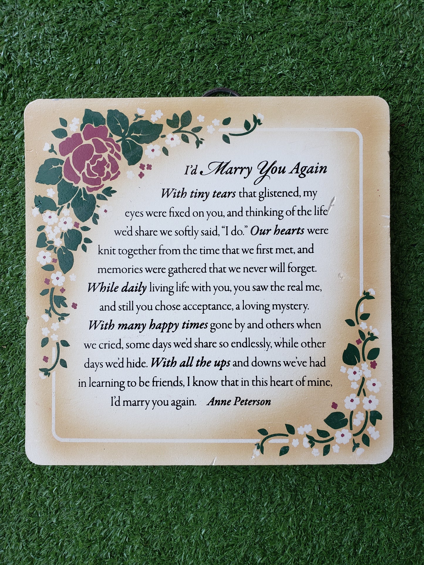 I'd Marry You Again Wall Plaque