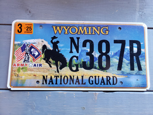 retired Wyoming Army Air National Guard license plate #387R