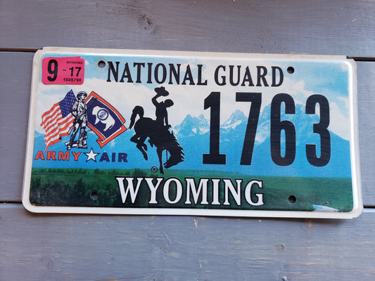 retired Wyoming Army Air National Guard license plate #1763