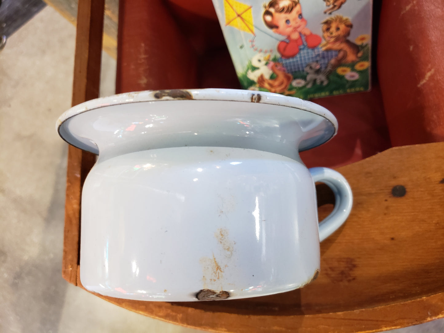 Child's Enamelware Chamber Pot light blue