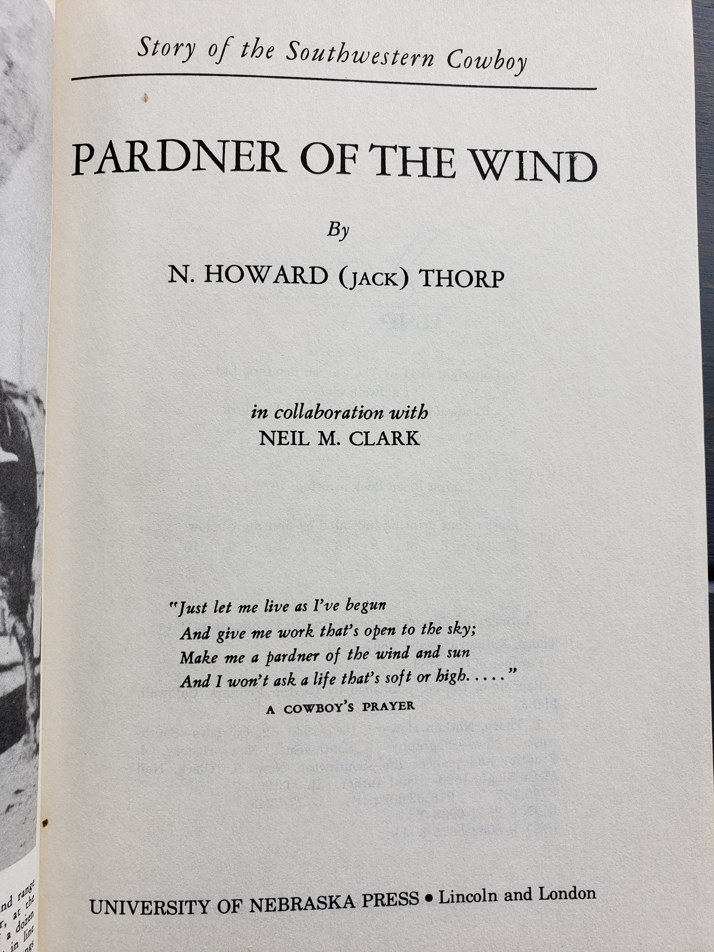 Pardner of the Wind by N. Howard (Jack) Thorp