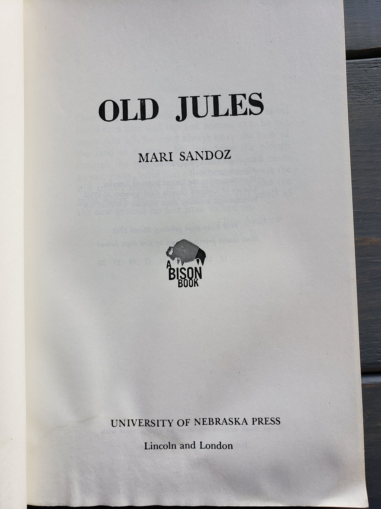 Old Jules by Mari Sandoz