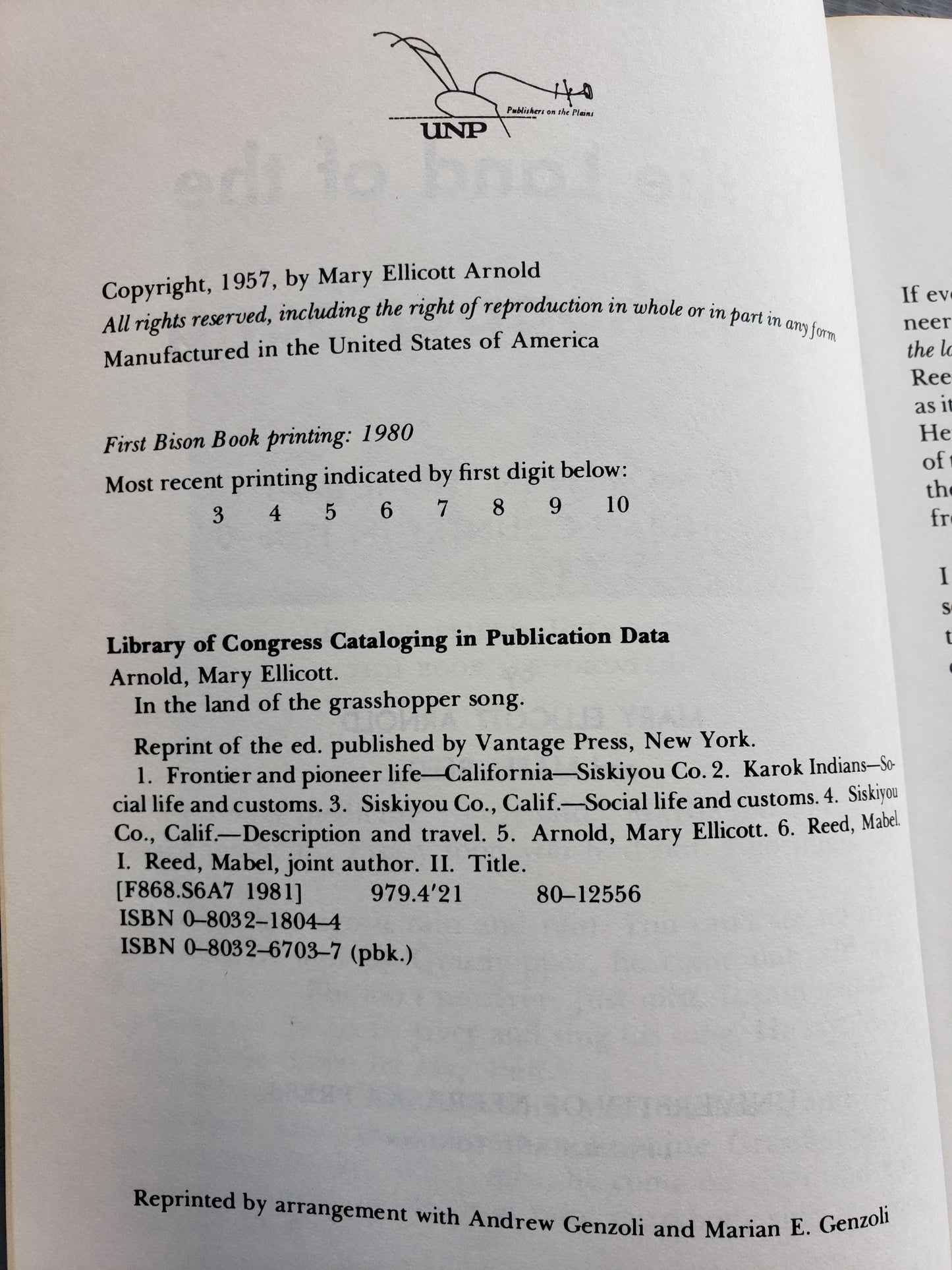 in the land of the Grasshopper Song by Mary Arnold & Mabel Reed (1980)