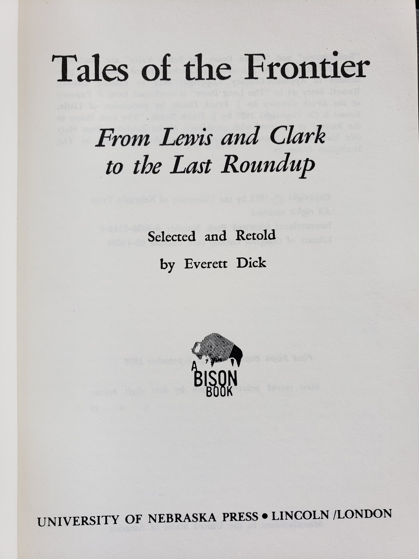 Tales of the Frontier selected and retold by Everett Dick