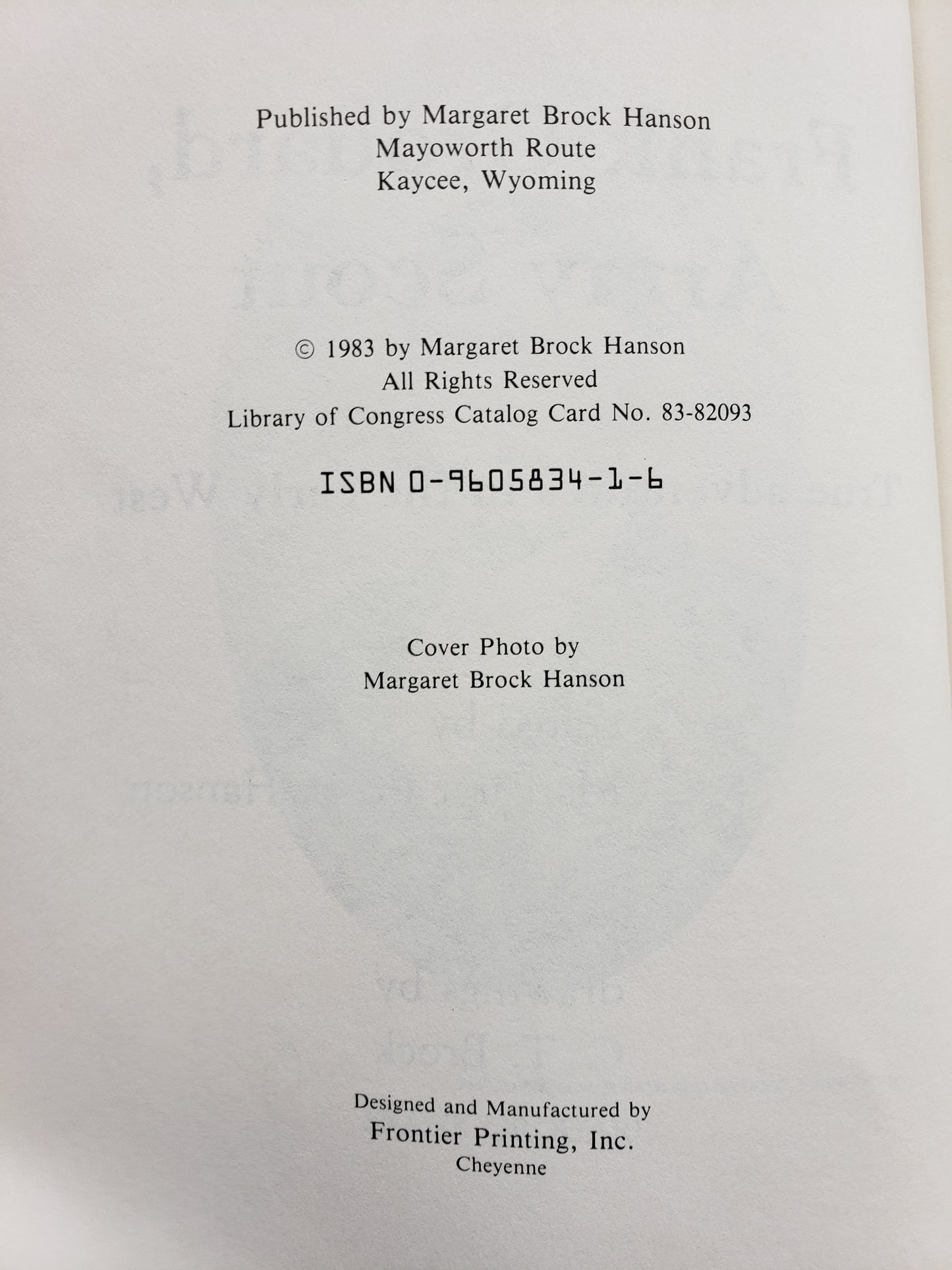 Frank Grouard, Army Scout signed by Margaret Brock Hanson (1983)