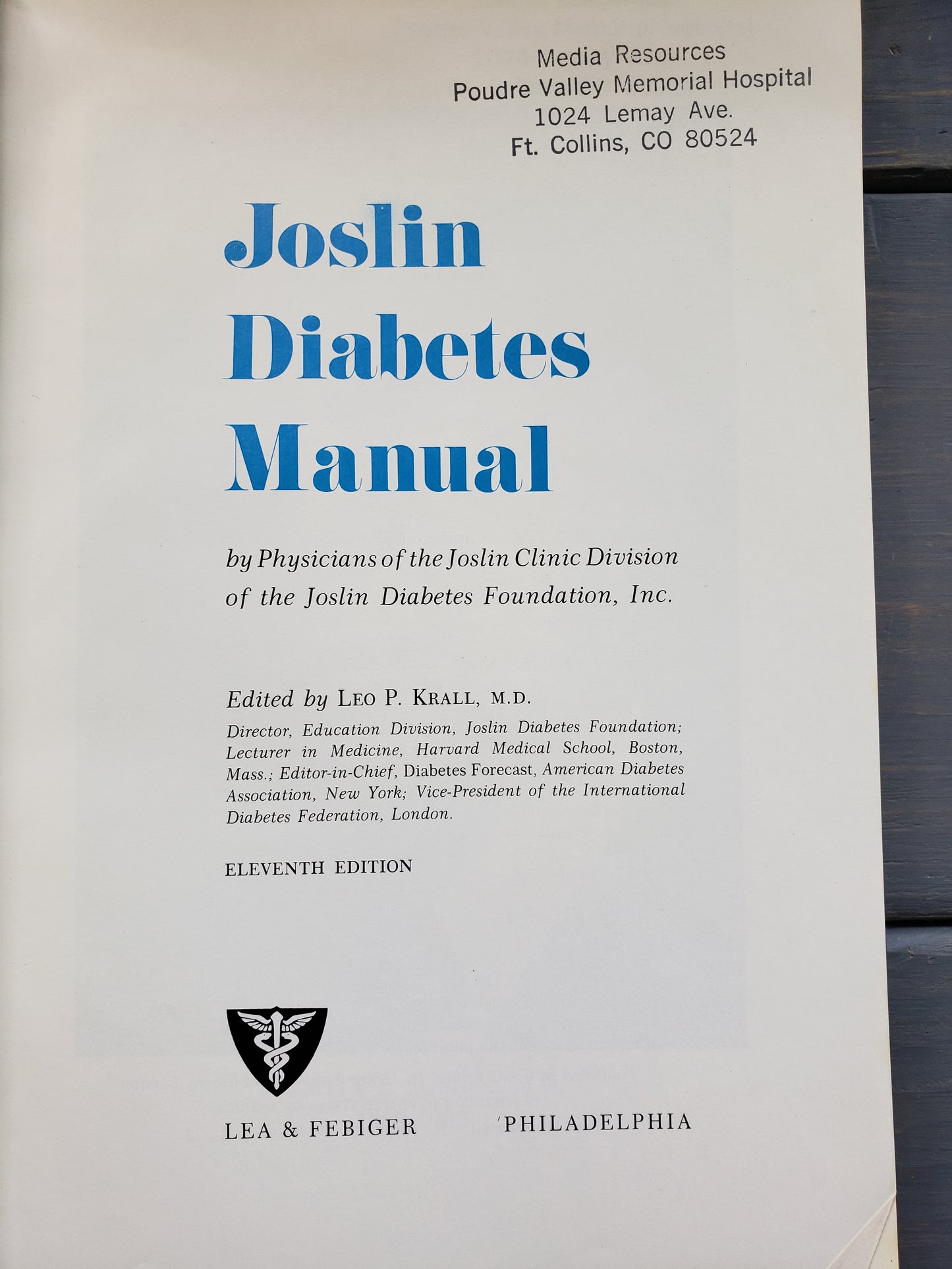 JOSLIN Diabetes Manual (1959)