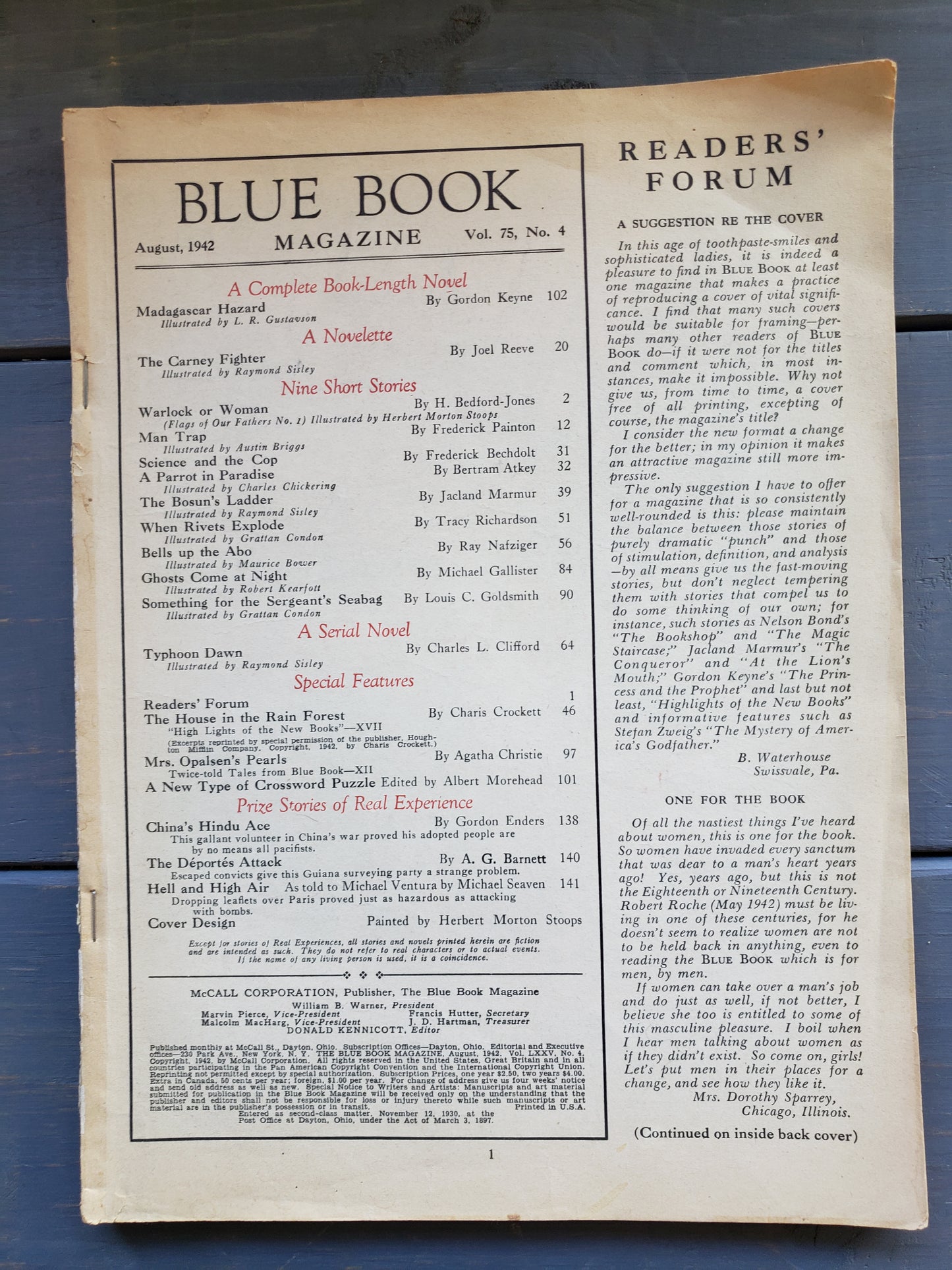 (April thru August 1942) Blue Book Stories of adventure for MEN by MEN