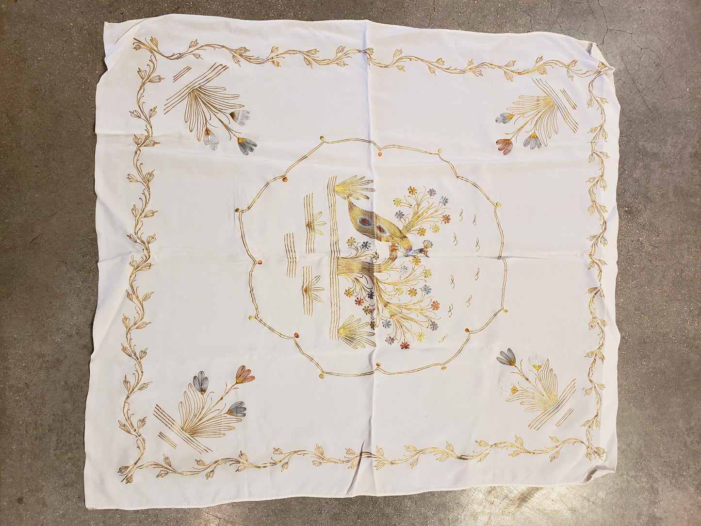 Peacock vintage curtain 29 x 32 inches
