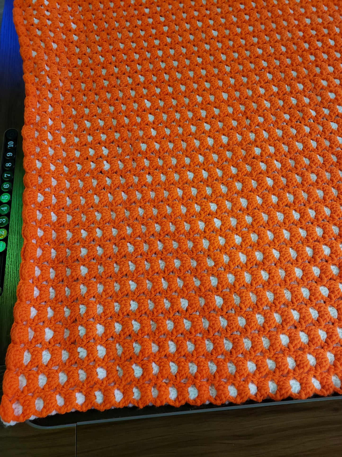 Orange White Crochet Throw 52 x 62 inches