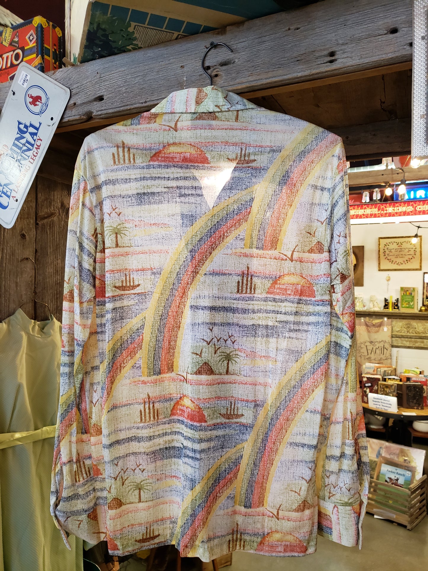 Men's 70's size M long sleeve rainbow shirt