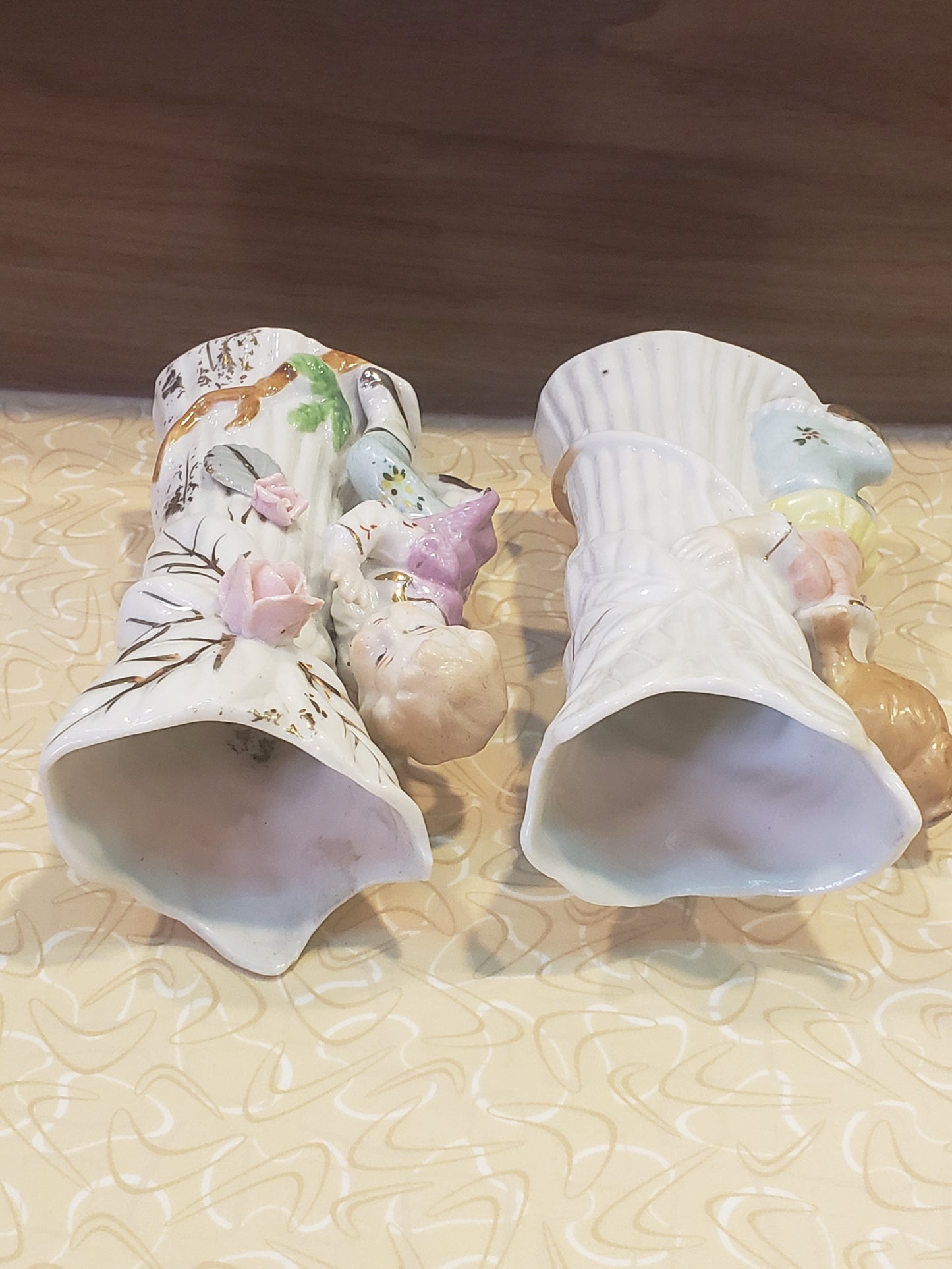 UCAGCO 1950s porcelain children bisque vase set