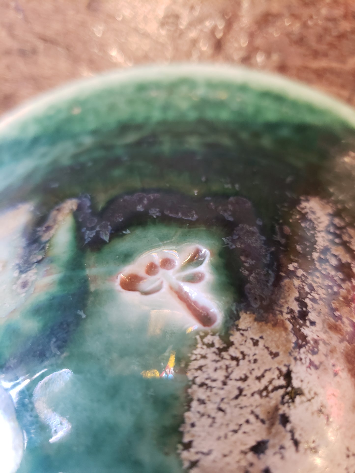 Simon glazed pottery bowl (dragonfly stamp)