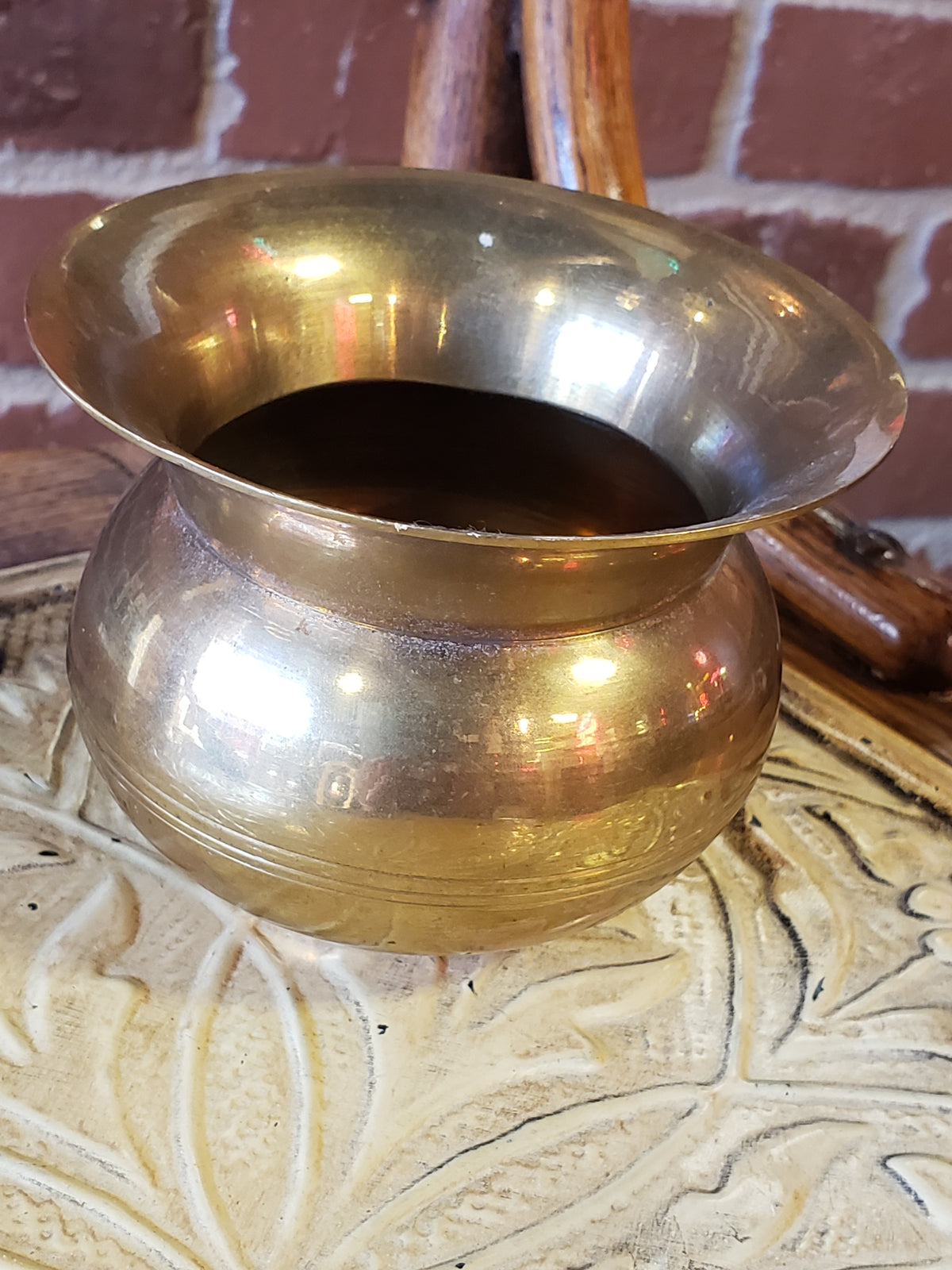 U.S. Tobacco Co. mini brass spittoon