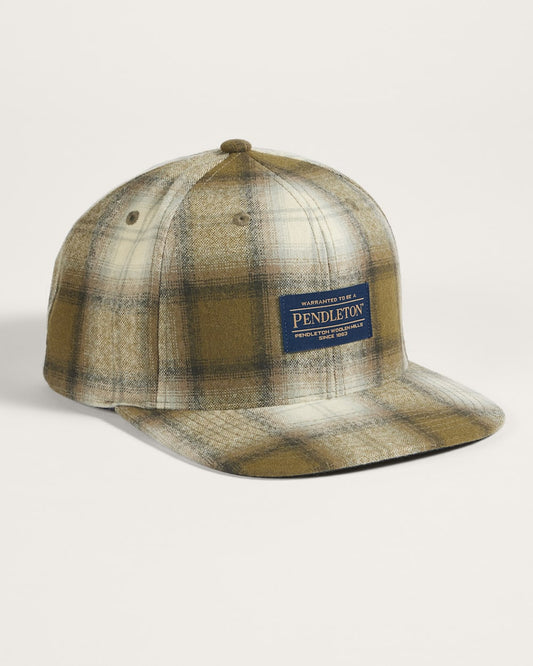 Plaid Flat Brim Hat Olive Plaid