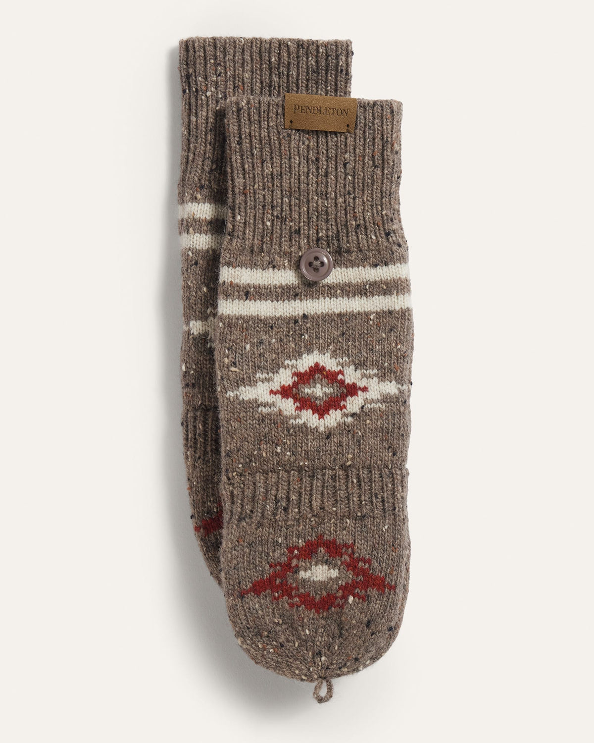 Pendleton Bison Brown Lambswool Convertible Mittens