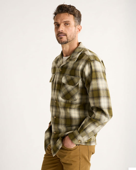 PENDLETON MEN'S PLAID BOARD SHIRT- OLIVE PLAID