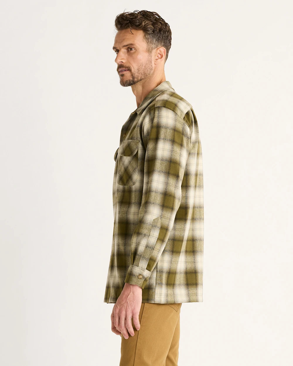 PENDLETON MEN'S PLAID BOARD SHIRT- OLIVE PLAID